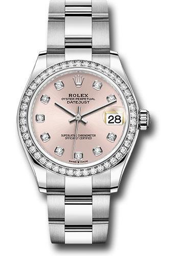 Rolex Steel and White Gold Datejust 31 Watch - Diamond Bezel - Pink Diamond Dial - Oyster Bracelet - 278384RBR