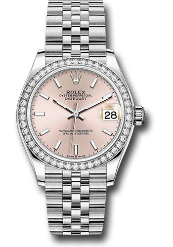 Rolex Steel and White Gold Datejust 31 Watch - Diamond Bezel - Pink Index Dial - Jubilee Bracelet - 278384RBR