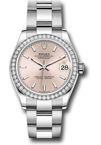 Rolex Steel and White Gold Datejust 31 Watch - Diamond Bezel - Pink Index Dial - Oyster Bracelet - 278384RBR