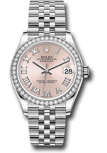 Rolex Steel and White Gold Datejust 31 Watch - Diamond Bezel - Pink Roman Dial - Jubilee Bracelet - 278384RBR
