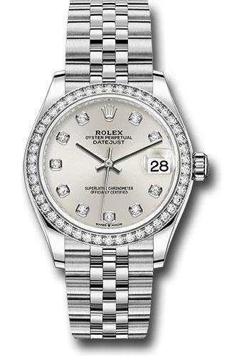 Rolex Steel and White Gold Datejust 31 Watch - Diamond Bezel - Silver Diamond Dial - Jubilee Bracelet - 278384RBR