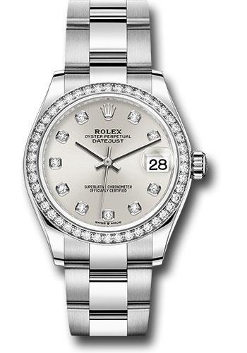 Rolex Steel and White Gold Datejust 31 Watch - Diamond Bezel - Silver Diamond Dial - Oyster Bracelet - 278384RBR