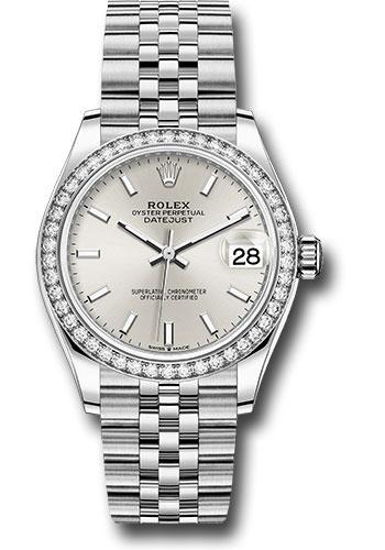 Rolex Steel and White Gold Datejust 31 Watch - Diamond Bezel - Silver Index Dial - Jubilee Bracelet - 278384RBR