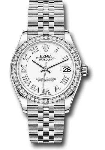 Rolex Steel and White Gold Datejust 31 Watch - Diamond Bezel - White Roman Dial - Jubilee Bracelet - 278384RBR