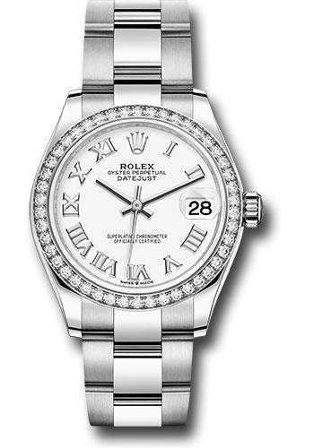 Rolex Steel and White Gold Datejust 31 Watch - Diamond Bezel - White Roman Dial - Oyster Bracelet - 278384RBR