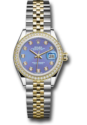 Rolex Steel and Yellow Gold Rolesor Lady-Datejust 28 Watch - Diamond Bezel - Lavender Diamond Dial - Jubilee Bracelet - 279383RBR