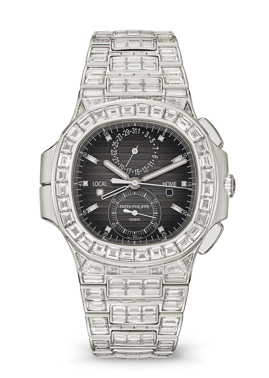Patek Philippe Nautilus Travel Time Chronograph 5990/1400G-001 white gold diamond case