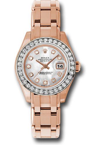 Rolex Everose Gold Lady-Datejust Pearlmaster 29 Watch - 34 Diamond Bezel - Mother-Of-Pearl Diamond Dial - 80285