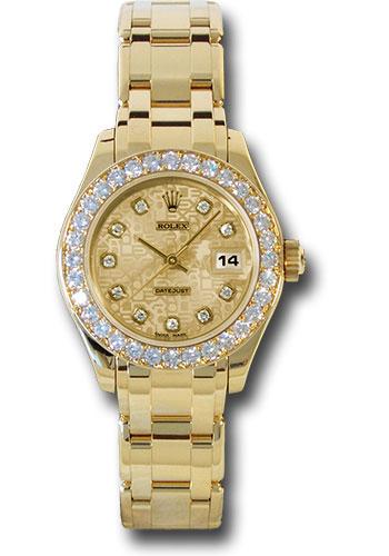 Rolex Yellow Gold Lady-Datejust Pearlmaster 29 Watch - 32 Diamond Bezel - Champagne Jubilee Diamond Dial - 80298
