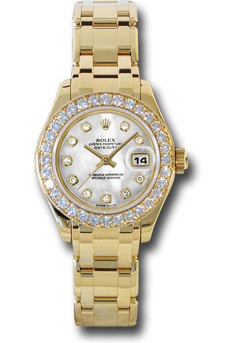 Rolex Yellow Gold Lady-Datejust Pearlmaster 29 Watch - 32 Diamond Bezel - Mother-Of-Pearl Diamond Dial - 80298