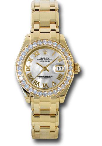 Rolex Yellow Gold Lady-Datejust Pearlmaster 29 Watch - 32 Diamond Bezel - Mother-Of-Pearl Roman Dial - 80298