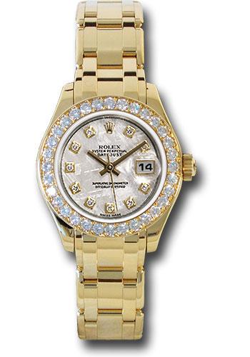 Rolex Yellow Gold Lady-Datejust Pearlmaster 29 Watch - 32 Diamond Bezel - Meteorite Diamond Dial - 80298