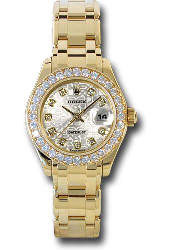 Rolex Yellow Gold Lady-Datejust Pearlmaster 29 Watch - 32 Diamond Bezel - Silver Jubilee Diamond Dial - 80298