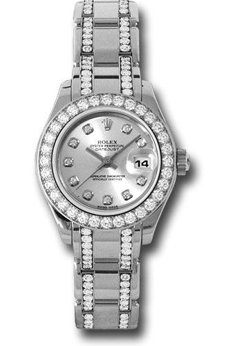 Rolex White Gold Lady-Datejust Pearlmaster 29 Watch - 32 Diamond Bezel - Silver Diamond Dial - 80299.74949