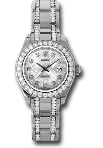 Rolex White Gold Lady-Datejust Pearlmaster 29 Watch - 32 Diamond Bezel - Silver Jubilee Diamond Dial - 80299.74949
