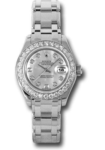 Rolex White Gold Lady-Datejust Pearlmaster 29 Watch - 32 Diamond Bezel - Mother-Of-Pearl Diamond Dial - 80299