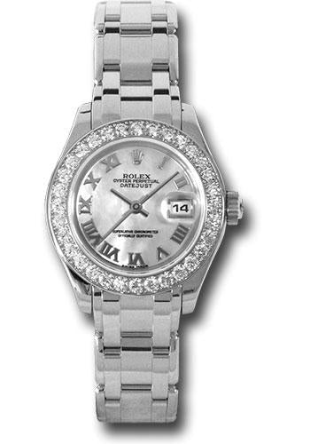 Rolex White Gold Lady-Datejust Pearlmaster 29 Watch - 32 Diamond Bezel - Mother-Of-Pearl Roman Dial - 80299