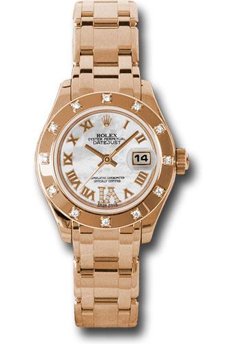 Rolex Pink Gold Lady-Datejust Pearlmaster 29 Watch - 12 Diamond Bezel - Mother-Of-Pearl Diamond Roman Vi Roman Dial - 80315
