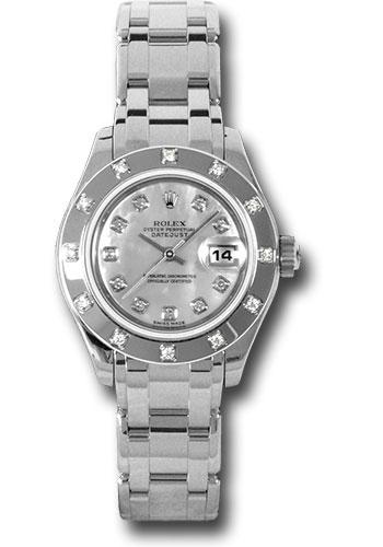 Rolex White Gold Lady-Datejust Pearlmaster 29 Watch - 12 Diamond Bezel - Mother-Of-Pearl Diamond Dial - 80319