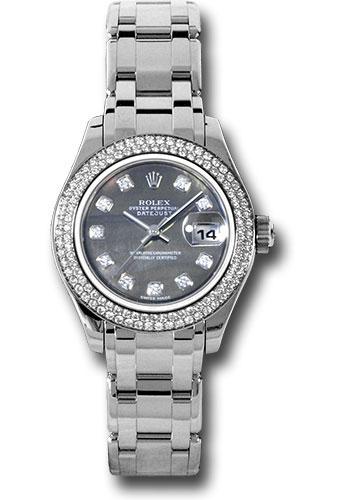 Rolex White Gold Lady-Datejust Pearlmaster 29 Watch - 116 Diamond Bezel - Dark Mother-Of-Pearl Diamond Dial - 80339