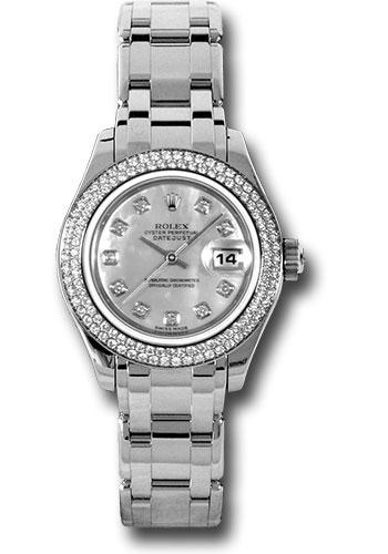 Rolex White Gold Lady-Datejust Pearlmaster 29 Watch - 116 Diamond Bezel - Mother-Of-Pearl Diamond Dial - 80339
