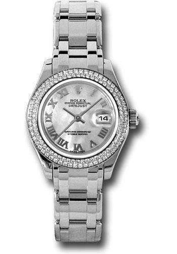 Rolex White Gold Lady-Datejust Pearlmaster 29 Watch - 116 Diamond Bezel - Mother-Of-Pearl Roman Dial - 80339