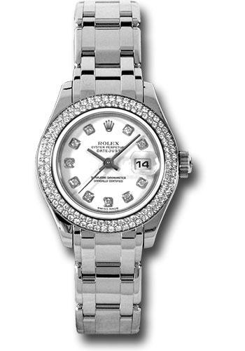 Rolex White Gold Lady-Datejust Pearlmaster 29 Watch - 116 Diamond Bezel - White Diamond Dial - 80339