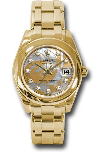 Rolex Yellow Gold Datejust Pearlmaster 34 Watch - Polished Bezel - Goldust Dream Mother-Of-Pearl Diamond Dial - 81208