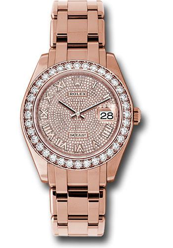 Rolex Everose Gold Datejust Pearlmaster 39 Watch - 36 Diamond Bezel - Diamond Paved Roman Dial - 86285