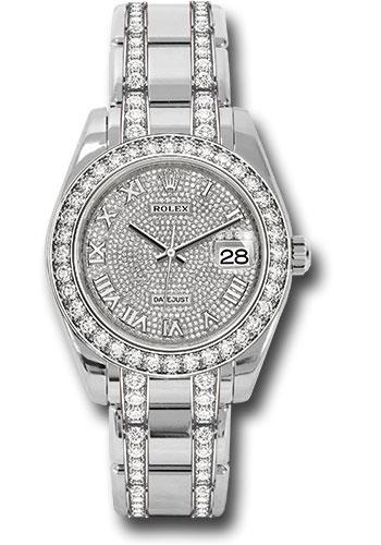 Rolex White Gold Oyster Perpetual Pearlmaster 39 Watch - Diamond Bezel - Diamond Paved Roman Dial - Diamond Bracelet - 86289