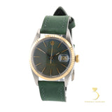 Rolex Datejust Green Patina - 16013 - 36mm Stainless Steel & Yellow Gold