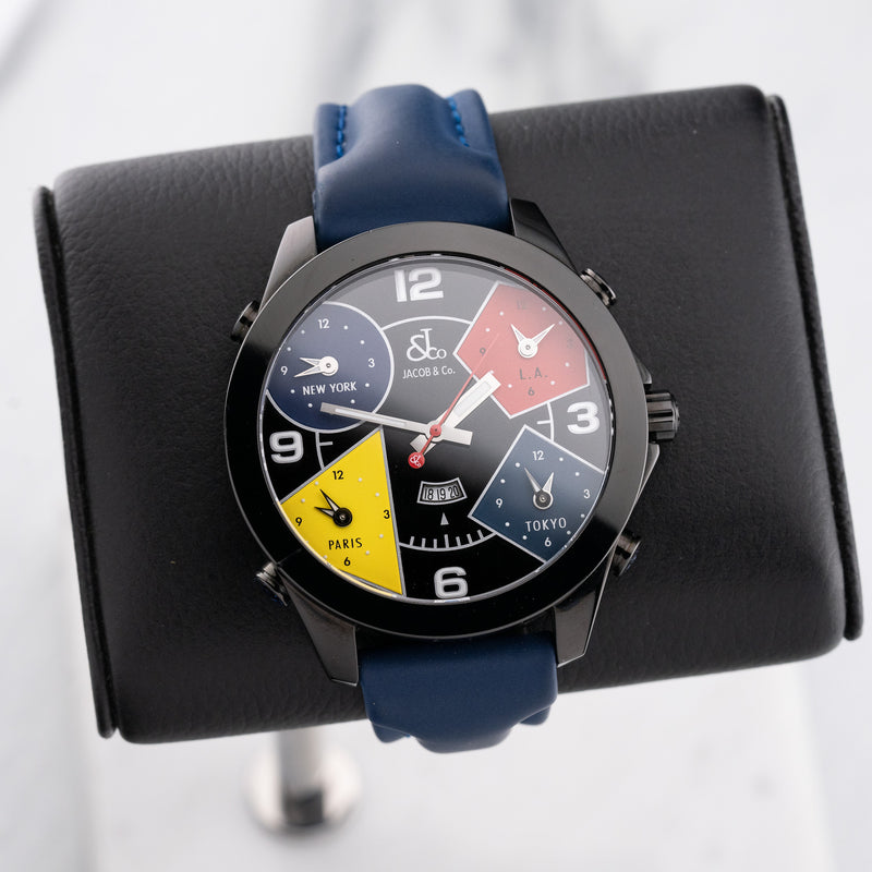 Jacob Five Time Zones JC-11BC 47mm – Crescent Watch Guys