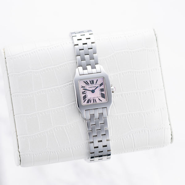 Cartier Santos Demoiselle - Ref. W25075Z5 - 20mm Stainless Steel - Stunning Pink Mother of Pearl Dial - Taylor Swift Watch