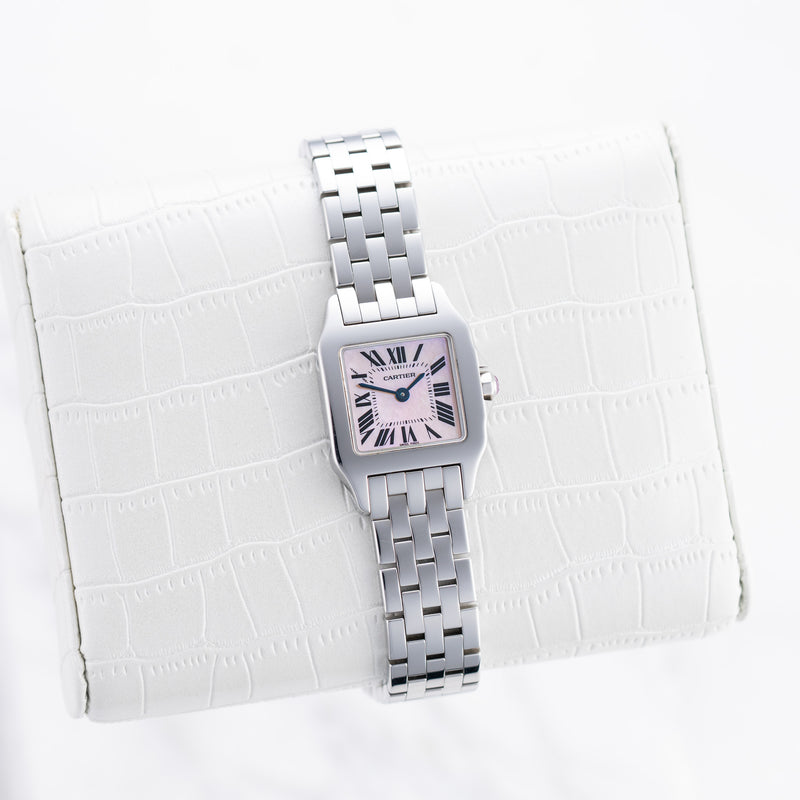 Cartier Santos Demoiselle - Ref. W25075Z5 - 20mm Stainless Steel - Stunning Pink Mother of Pearl Dial - Taylor Swift Watch