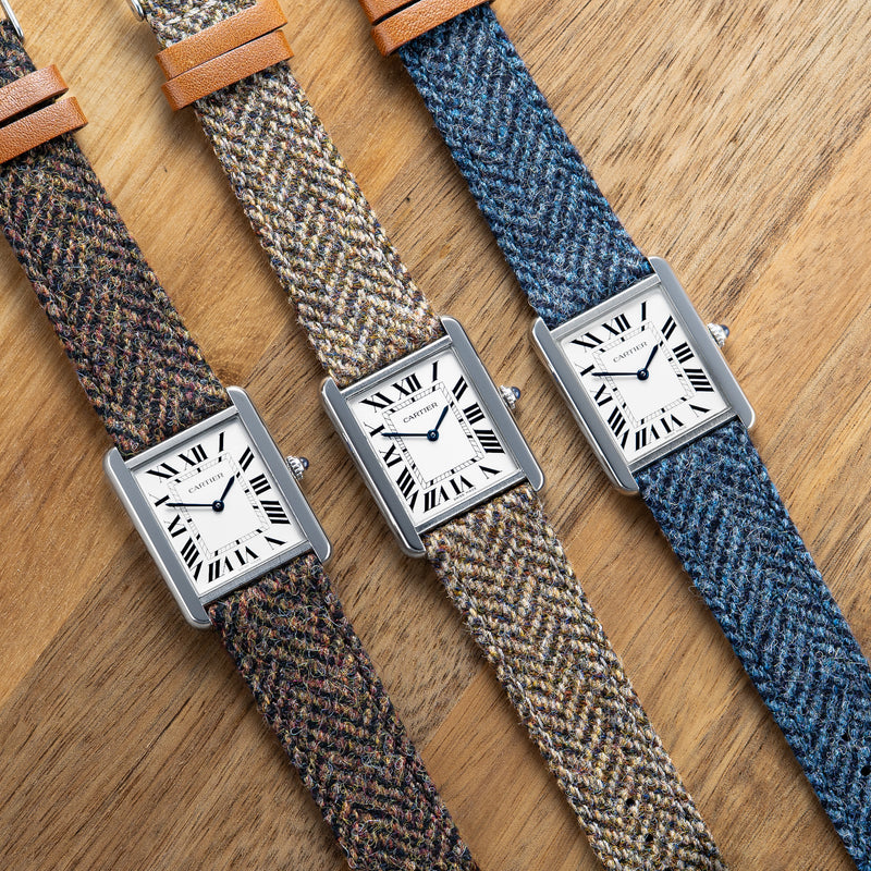 Twill Leather Strap - Navy Blue - Quick Change System