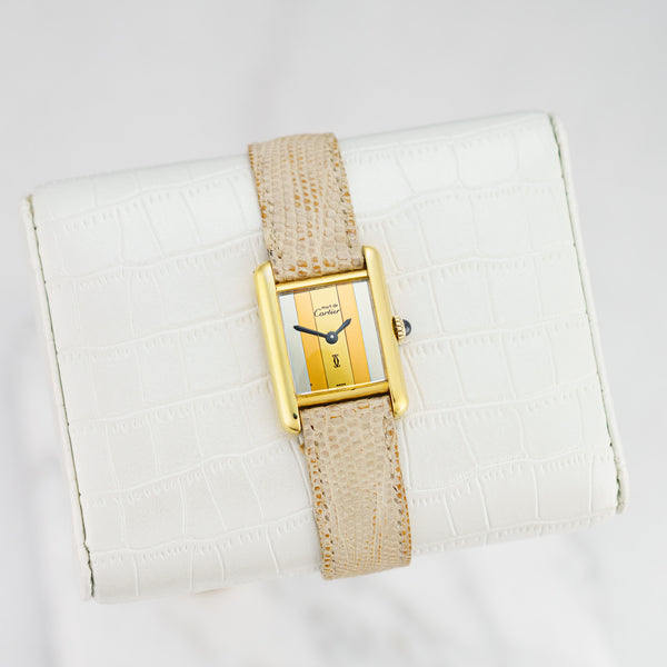 Cartier Tank Must - 23mm Silver Gold Plated - Elegant Vintage Tank Wristwatch
