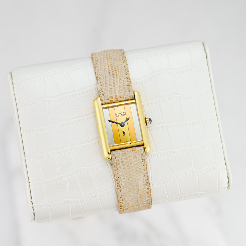 Cartier Tank Must - 23mm Silver Gold Plated - Elegant Vintage Tank Wristwatch