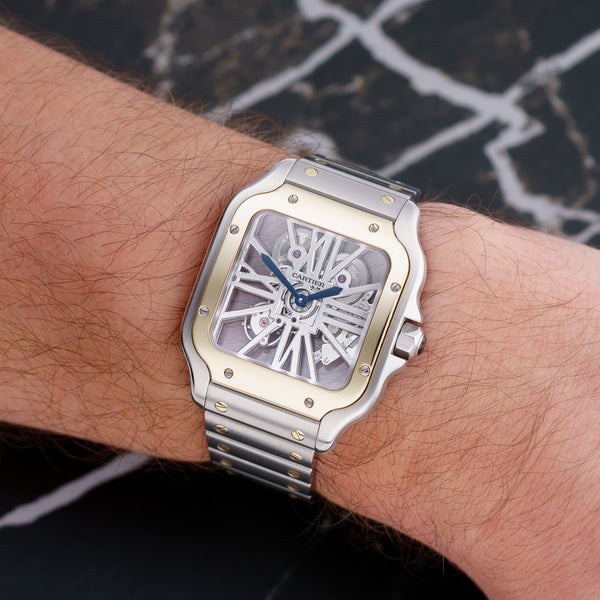 Cartier Santos Skeleton - Ref. WHSA0019 - 39mm Yellow Gold & Stainless Steel - Remarkable Skeletonized Dial