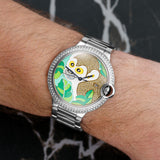 Cartier Ballon Bleu - Ref. W69012Z4 - 42mm Stainless Steel - Custom Diamond Monkey Dial