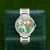 Cartier Ballon Bleu - Ref. W69012Z4 - 42mm Stainless Steel - Custom Diamond Monkey Dial