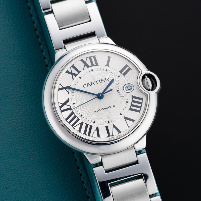 Cartier Ballon Bleu W69012Z4 stainless steel watch, 42mm size.
