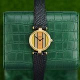 Front view of a Cartier Must Vendome 17 watch featuring a silver case and a 24mm size, showcasing its elegant design and classic Roman numeral dial.