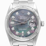 Rolex Datejust 36 16030 in stainless steel with diamond mother of pearl dial