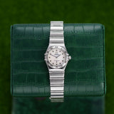 Front view of an Omega Constellation 1561.71.00 watch featuring a stainless steel case and a 23mm size, showcasing its elegant design and classic dial.