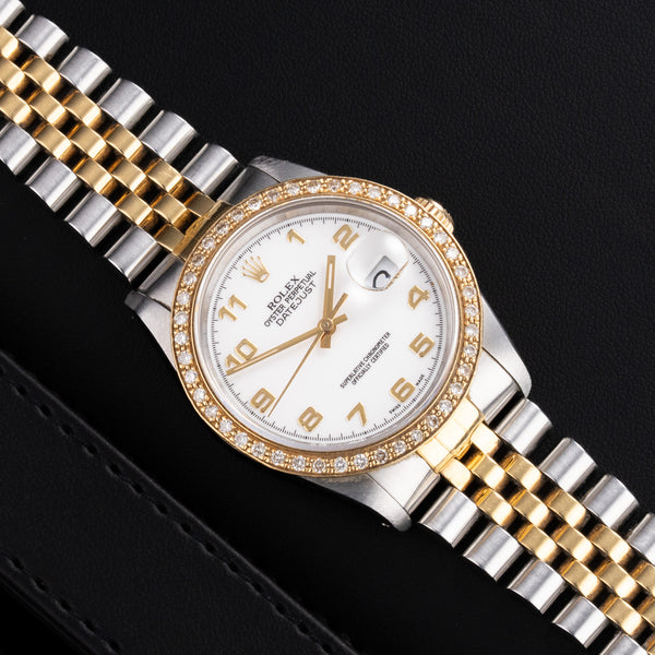 Rolex Datejust 16233 front view, Stainless Steel & Yellow Gold case, 36mm size