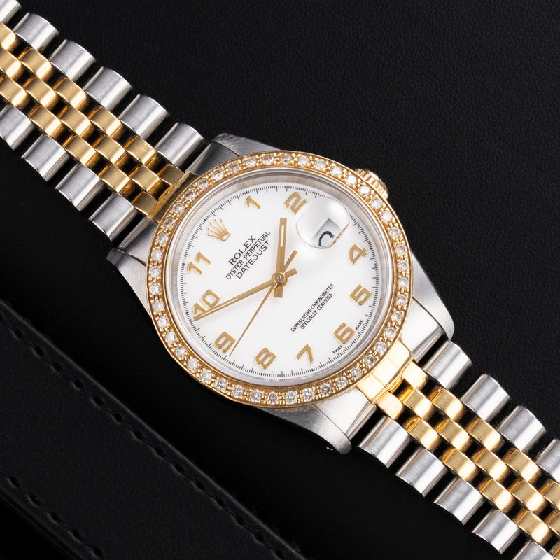 Rolex Datejust 16233 front view, Stainless Steel & Yellow Gold case, 36mm size