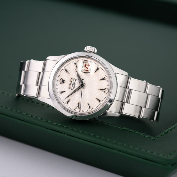 Rolex Oysterdate Perpetual 6518 with Stainless Steel case, 34mm size.