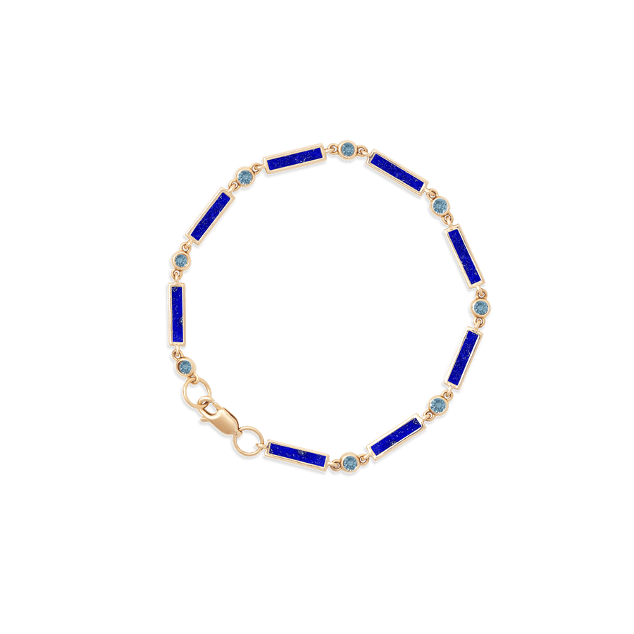 Blu Scarpa Aquamarine x Lapis Bar Bracelet 18K gold