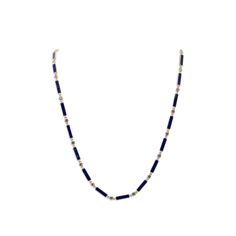 Blu Scarpa Aquamarine x Lapis Bar Necklace 18K gold