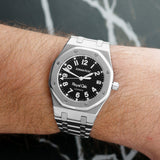 Front view of an Audemars Piguet Royal Oak 14790ST watch featuring a stainless steel case, 36mm size, and the iconic octagonal bezel design.